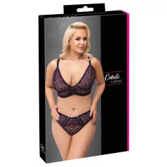 Cottelli Plus Size - Sheer Patterned Bra Set (Purple)