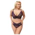 Cottelli Plus Size - Sheer Patterned Bra Set (Purple) - 2XL