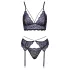 Cottelli - 3-Piece Lace Lingerie Set (Black-Violet)