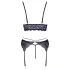 Cottelli - 3-Piece Lace Lingerie Set (Black-Violet)