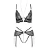 Abierta Fina - Black Lace Open Bra Set - L