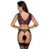 Cottelli Bondage - Lingerie Set with Handcuffs (Black-Purple)