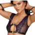 Cottelli Bondage - Lingerie Set with Handcuffs (Black-Purple)