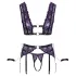 Cottelli Bondage - Lingerie Set with Handcuffs (Black-Purple)