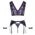 Cottelli Bondage - Lingerie Set with Handcuffs (Black-Purple)
