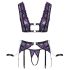 Cottelli Bondage - Lingerie Set with Handcuffs (Black-Purple) - L