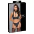 Cottelli Bondage - Shiny Black Bra Set with Cuffs - M