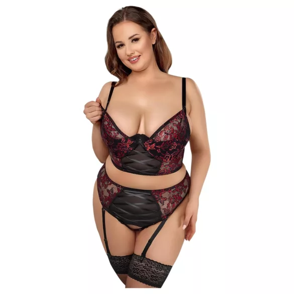 Cottelli Plus Size – Bra Set (Red) - 90C/XL