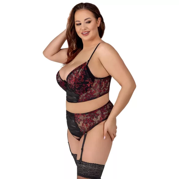 Cottelli Plus Size – Bra Set (Red) - 90C/XL