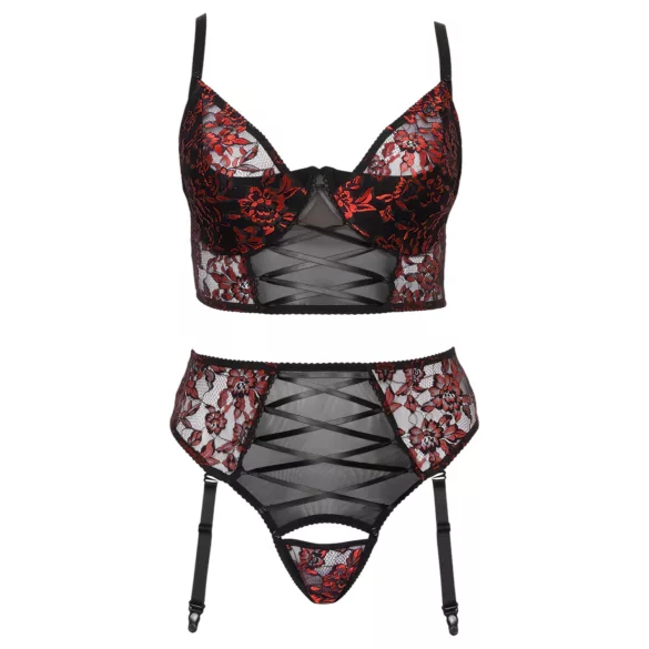 Cottelli Plus Size – Bra Set (Red) - 90C/XL
