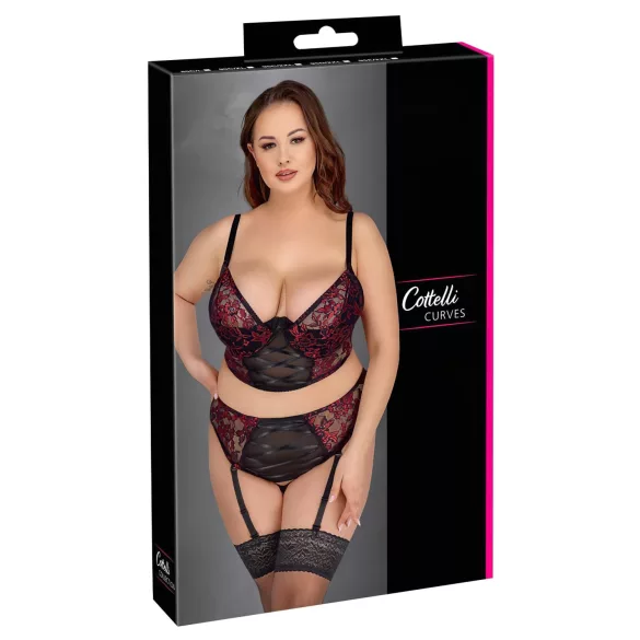 Cottelli Plus Size – Bra Set (Red) - 90C/XL