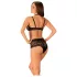 Obsessive Elizenes - Patterned, Sheer Black Bra Set