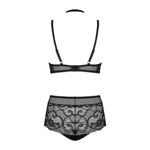 Obsessive Elizenes - Patterned, Sheer Black Bra Set