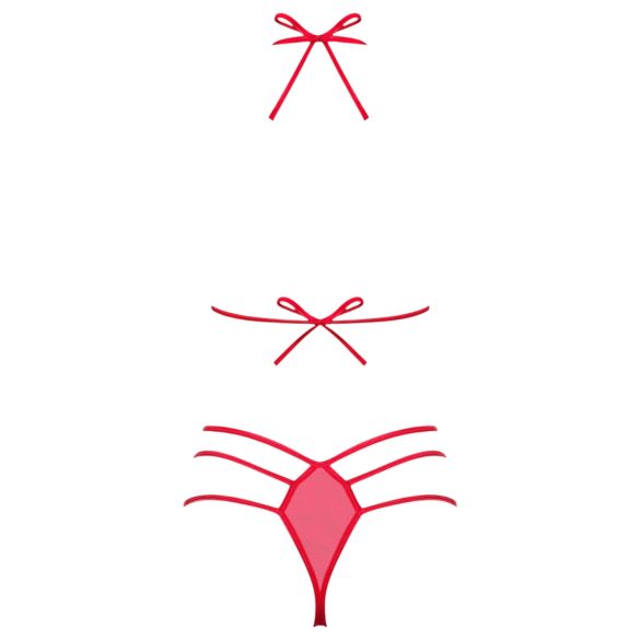 Obsessive Giftella - set spodního prádla s mašlí (červený)