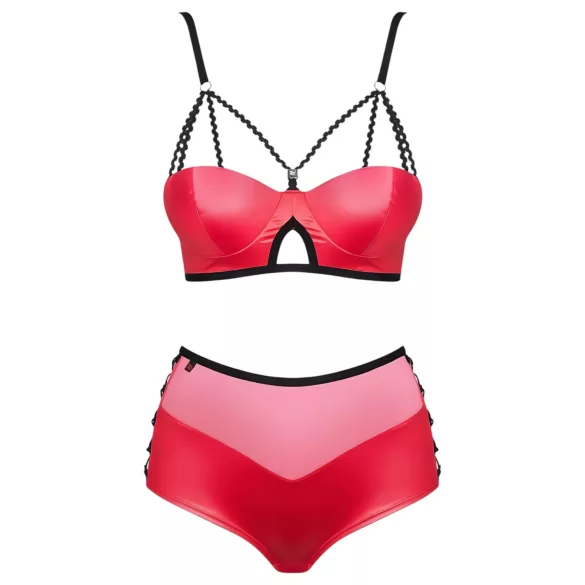 Obsessive Leatheria - Faux Leather Bra Set (Red) - S/M