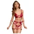 Cottelli Bondage - Shiny Red Bra Set & Handcuffs