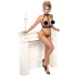 Abierta Fina - Chain Open Lingerie Set (Black) - M