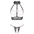 Abierta Fina - Chain Open Lingerie Set (Black) - M