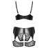 Cottelli Curves - Lace & Leather Accented Bra Set (Black)