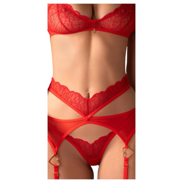Obsessive Cupid Desir - Lace Lingerie Set (Red) - L/XL