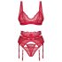 Obsessive Cupid Desir - Lace Lingerie Set (Red) - L/XL