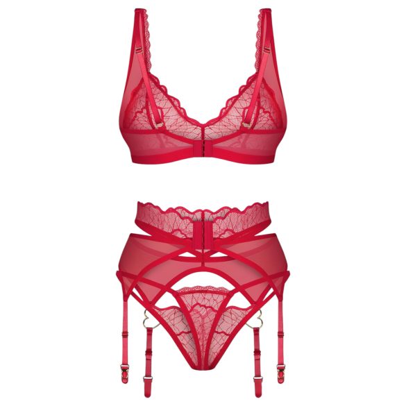 Obsessive Cupid Desir - Lace Lingerie Set (Red) - L/XL