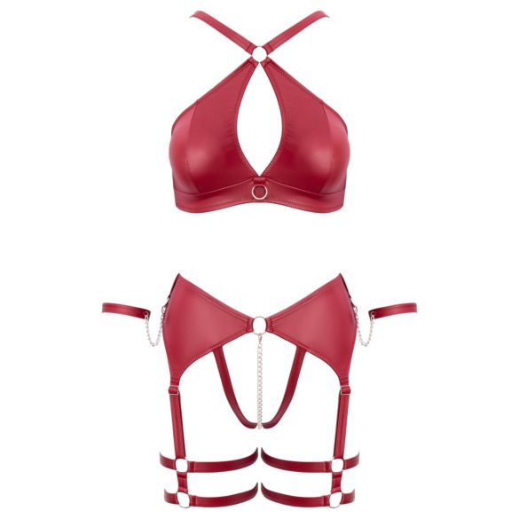 Cottelli Bondage - Cross-Strap Bra Set (Red) - L