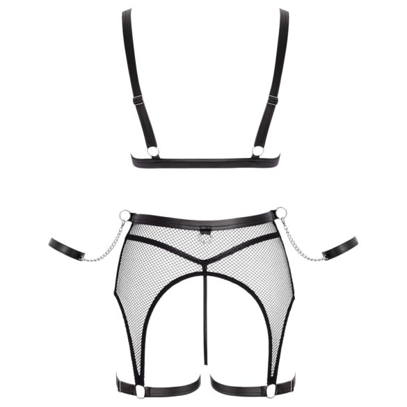 Cottelli Bondage - Sheer Mesh Set with Chains (Black) - L