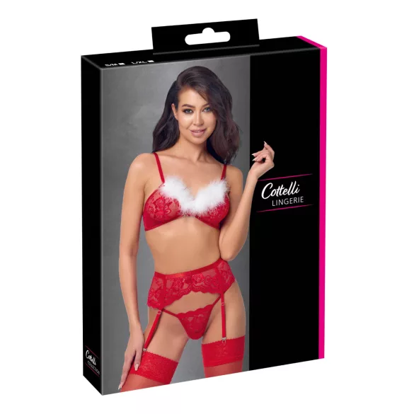 Cottelli - Lace Christmas Bra Set (Red)