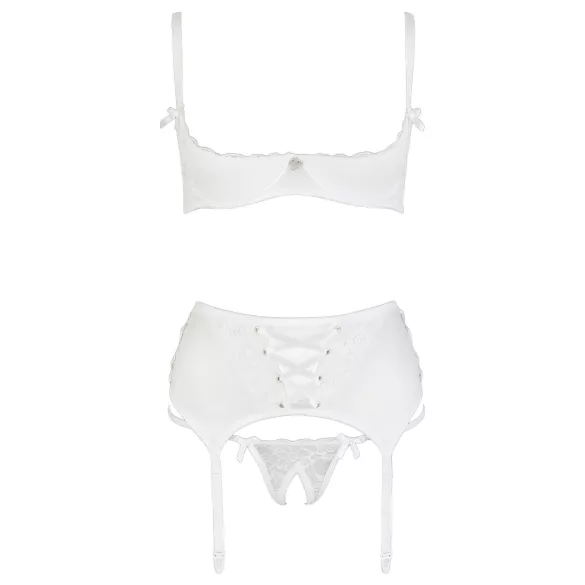 Cottelli - Lace-Up Lifting Bra Set (White) - 85C/L
