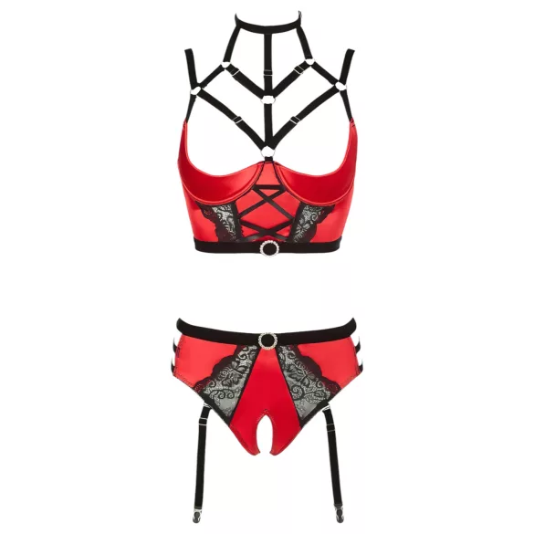 Abierta Fina - Red Ring Lift Lingerie Set - 80C/M
