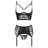 Abierta Fina - Sparkling Strappy Lace Lingerie Set (Black) - 80B/M