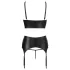 Abierta Fina - Sparkling Strappy Lace Lingerie Set (Black) - 80B/M