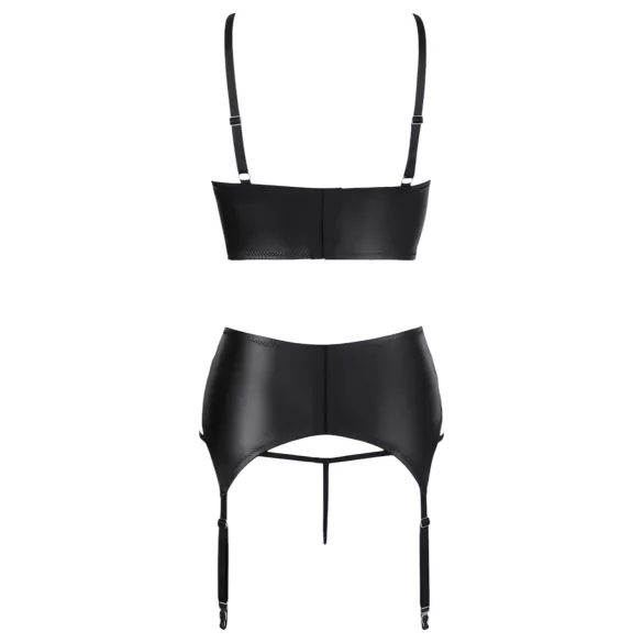 Abierta Fina - Sparkling Strappy Lace Lingerie Set (Black) - 85C/L