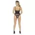 Abierta Fina - open thong and corset (black) - M