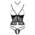 Abierta Fina - open thong and corset (black) - M