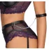 Cottelli Bondage - bra set and arm cuffs (black‑purple)