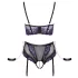 Cottelli Bondage - bra set and arm cuffs (black‑purple)