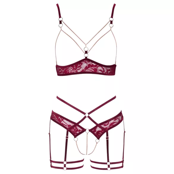 Abierta Fina - Chain Lift Bra Set (Red) - M