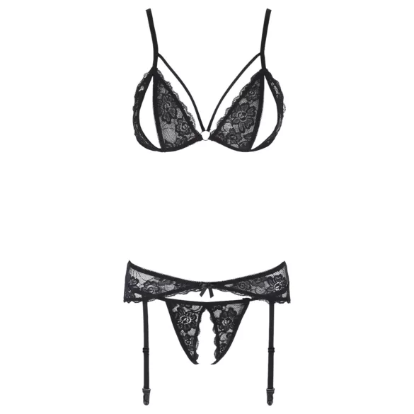 Cottelli - Open Lace Lingerie Set (Black)