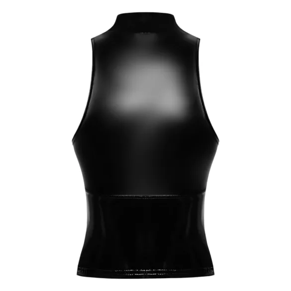 Noir - Shiny Zipper Top (Black)