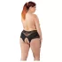 Cottelli Plus Size - Lacy Pearl-Embellished Open Panty (Black) - 2XL
