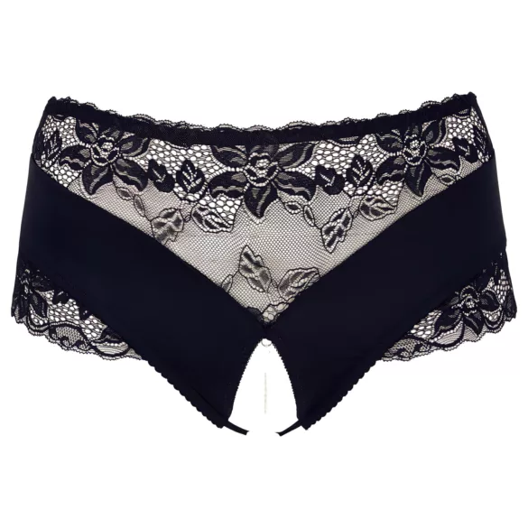Cottelli Plus Size - Lacy Pearl-Embellished Open Panty (Black) - 2XL