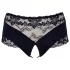Cottelli Plus Size - Lacy Pearl-Embellished Open Panty (Black) - 3XL