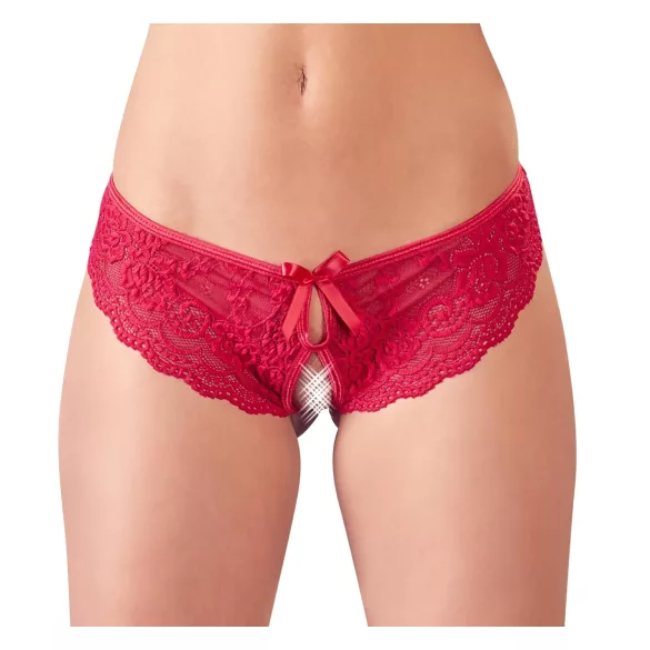 Cottelli - Red Bow Open-Crotch Panties - M