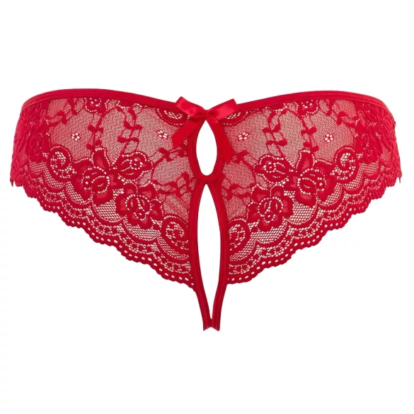 Cottelli - Red Bow Open-Crotch Panties - M