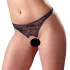 Cottelli - Black Lace Thong with Pearls and Open Design