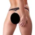 Cottelli - Black Lace Thong with Pearls and Open Design - M