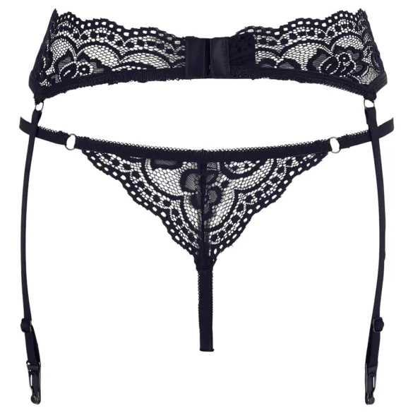 Cottelli - Lace Garter Belt with Thong (Black) - L