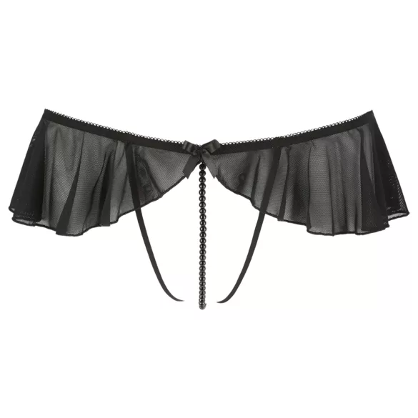 Cottelli - Open Pearl Ruffle Thong (Black) - M